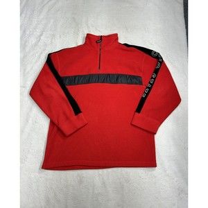 Vtg Pro Edge Ohio State Buckeyes Red Fleeve 1/4 Zip Sweater Jacket Size Large